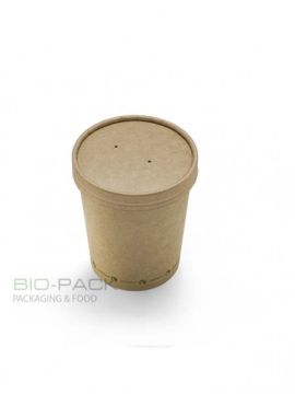Coppa zuppa monouso in cartoncino Kraft 480ml biodegradabile