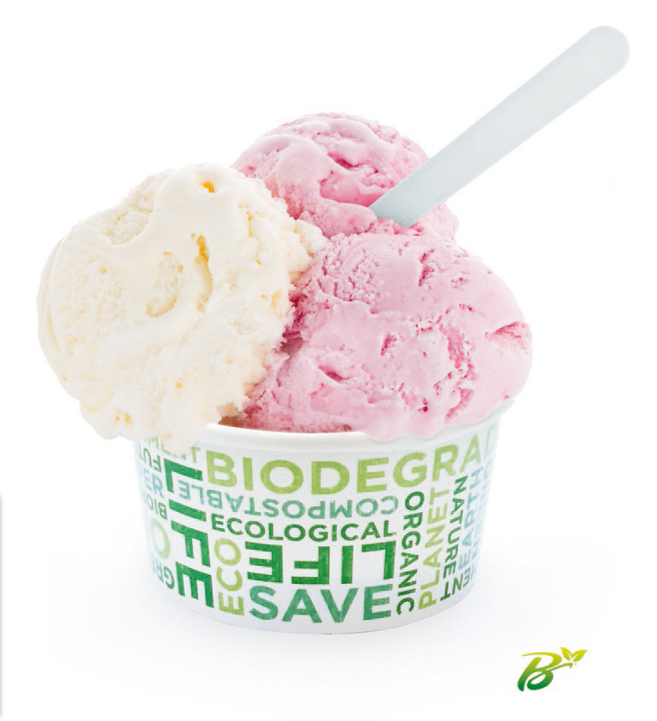 Coppette gelato monouso biodegradabile e compostabile in cartoncino  laminato con biopolimero TEXT BIO - Linea gelato - Bio-Pack: packaging &  food